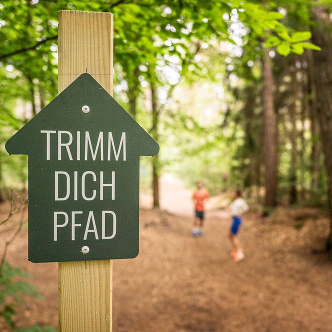 Wegweiser zum Trimm-Dich-Pfad